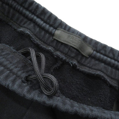 Prada Sweatpants Rubber Logo Cotton Easy Hem Ribbed Sjp182 Size S Black Mens