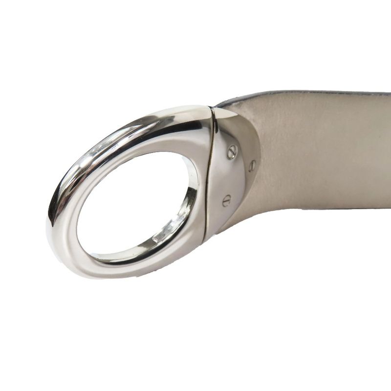 Bvlgari Leather Luxury Round Buckle Sash Belt Cummerbund Waistband Black Silver