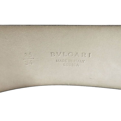 Bvlgari Leather Luxury Round Buckle Sash Belt Cummerbund Waistband Black Silver