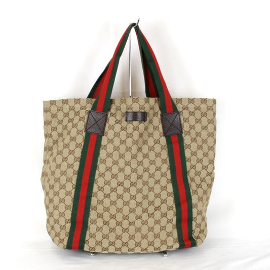 Used" Gucci Sherry Line 189669 203998 Tote Bag In GG Canvas Brown