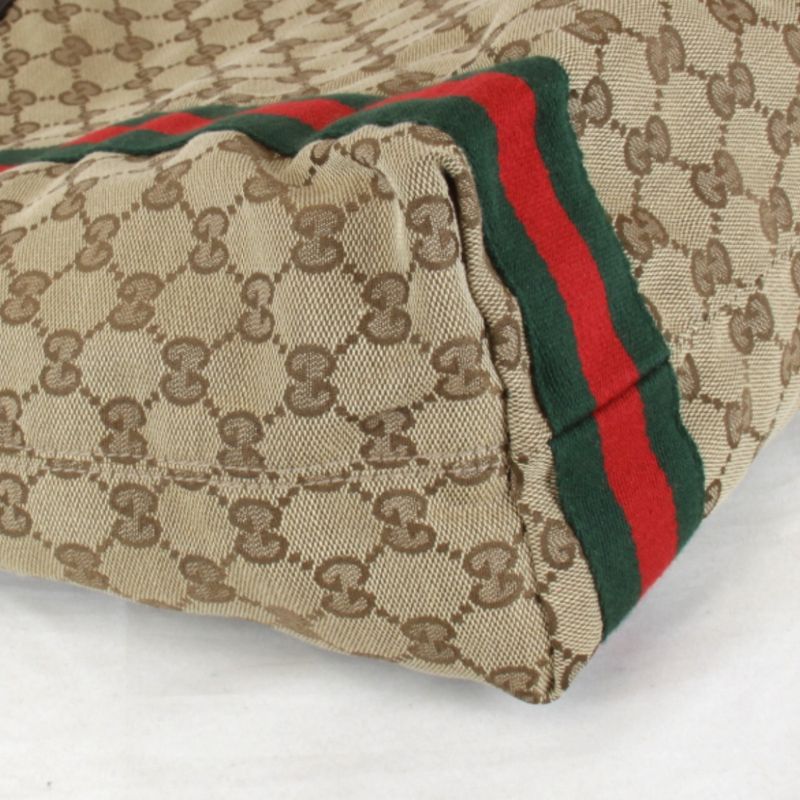 Used" Gucci Sherry Line 189669 203998 Tote Bag In GG Canvas Brown