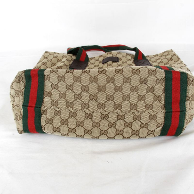 Used" Gucci Sherry Line 189669 203998 Tote Bag In GG Canvas Brown