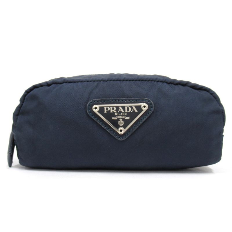 Prada Nylon Pouch Small Bag Triangle Logo Triangle Logo Plate Navy Men's