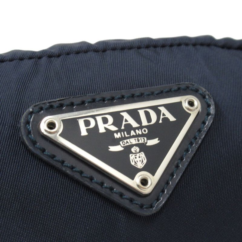 Prada Nylon Pouch Small Bag Triangle Logo Triangle Logo Plate Navy Men's