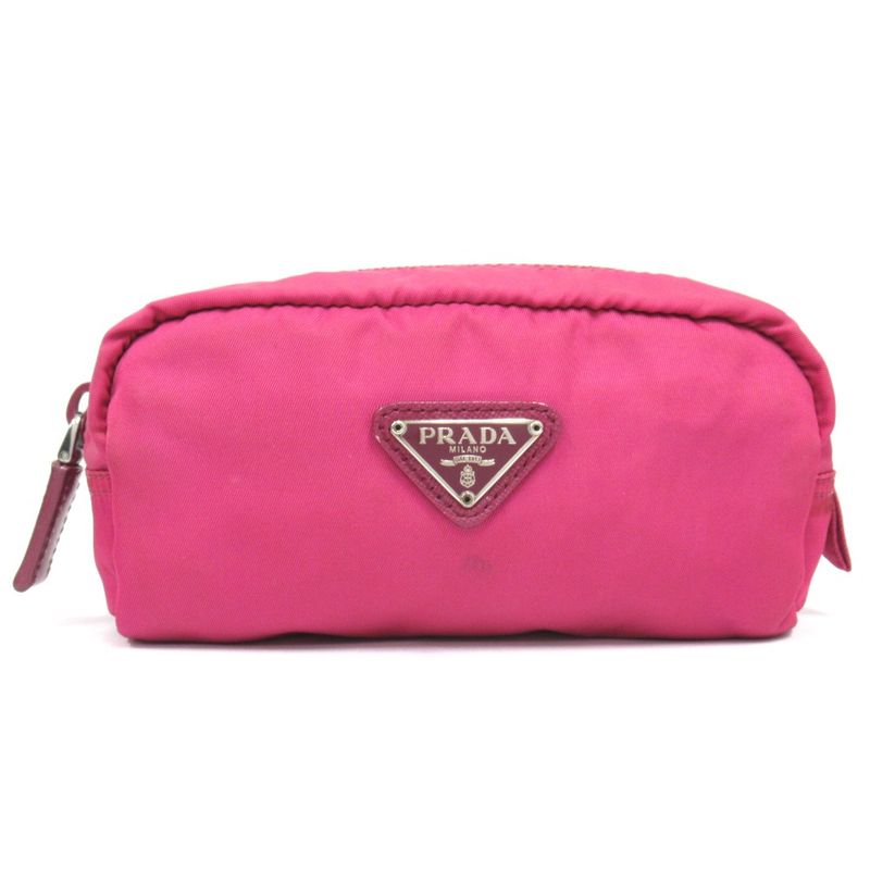 Prada Nylon Pouch Small Bag Triangle Logo Triangle Logo Plate Pink Men's