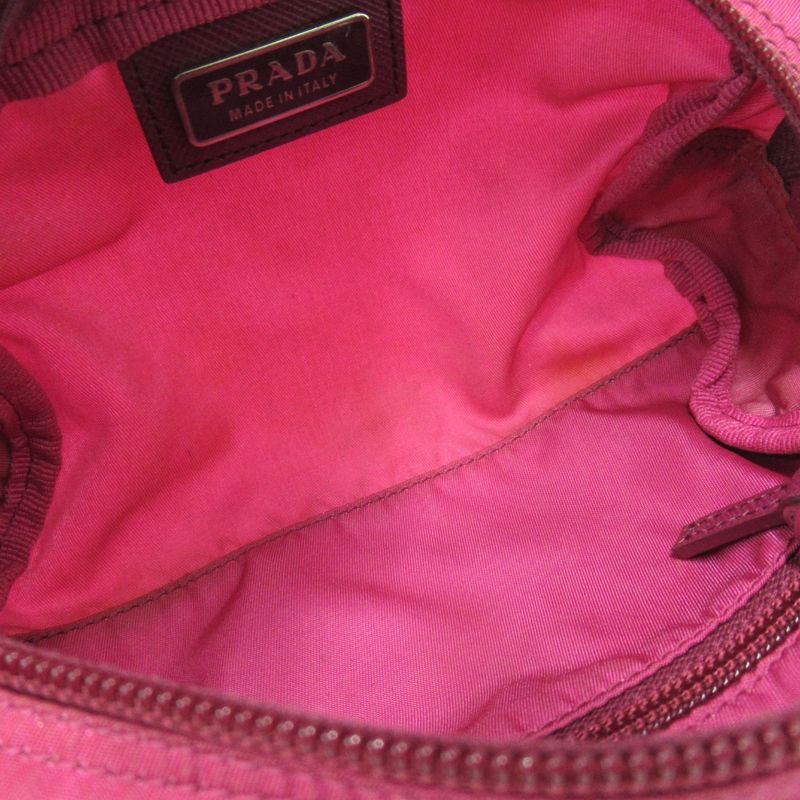 Prada Nylon Pouch Small Bag Triangle Logo Triangle Logo Plate Pink Men's