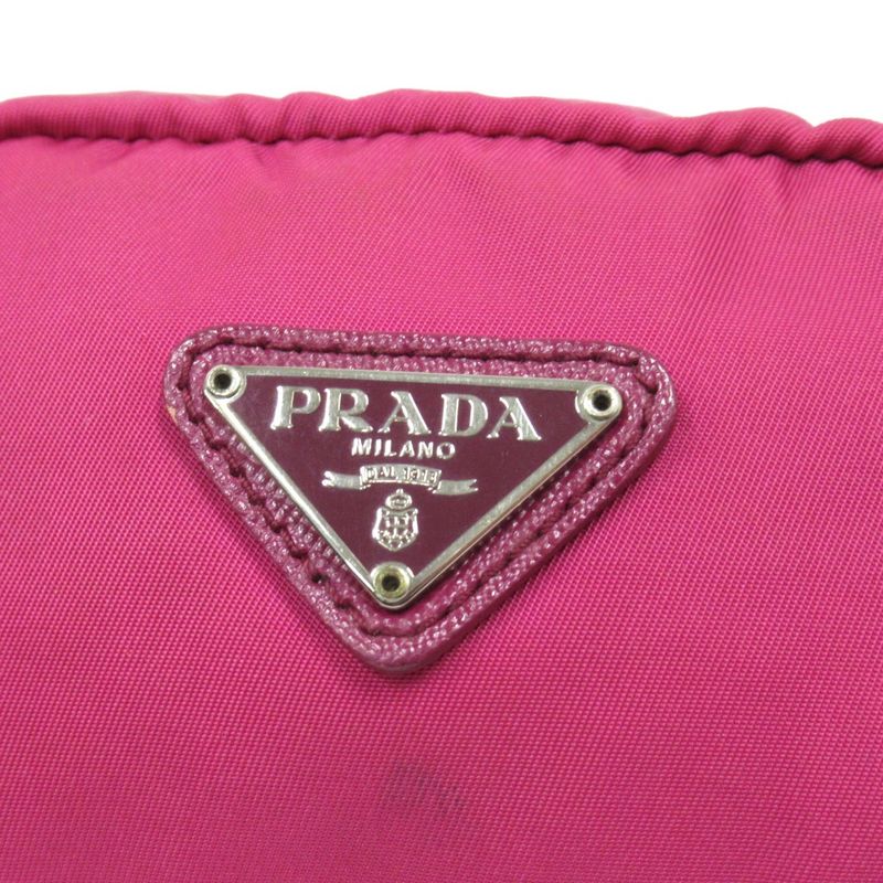 Prada Nylon Pouch Small Bag Triangle Logo Triangle Logo Plate Pink Men's