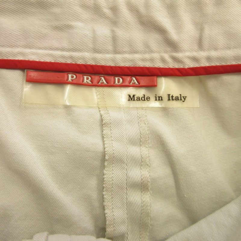 Prada Sport 90's 00's Rubber Logo Pants Slacks Old Vintage 40 White Women Used
