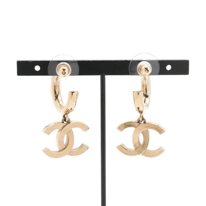 Chanel Earrings Earring Gold Pink Coco Mark Hoop Earrings