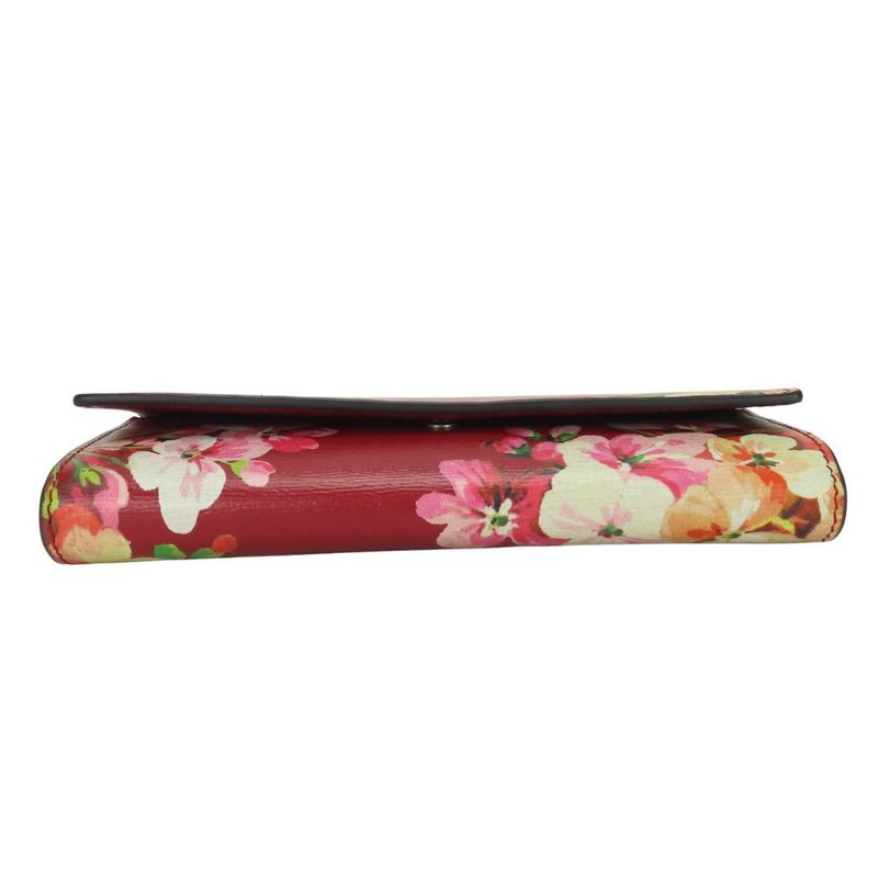 Gucci Long Wallet 410100 Blooms Flower Print Leather Red Small Fold Women