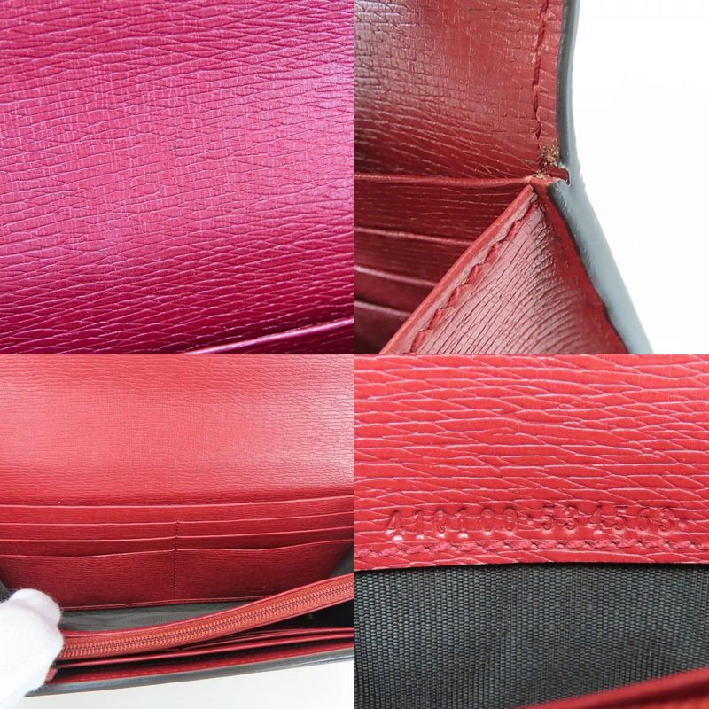 Gucci Long Wallet 410100 Blooms Flower Print Leather Red Small Fold Women