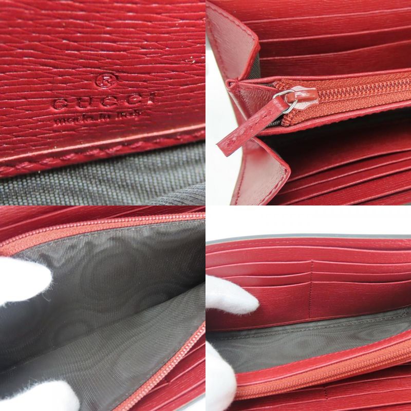 Gucci Long Wallet 410100 Blooms Flower Print Leather Red Small Fold Women