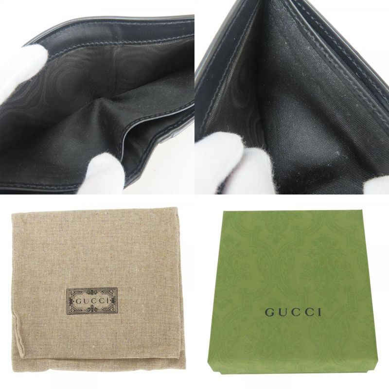 Gucci Bifold Wallet 451266 Kingsnake Print GG Supreme Canvas Black Red Small