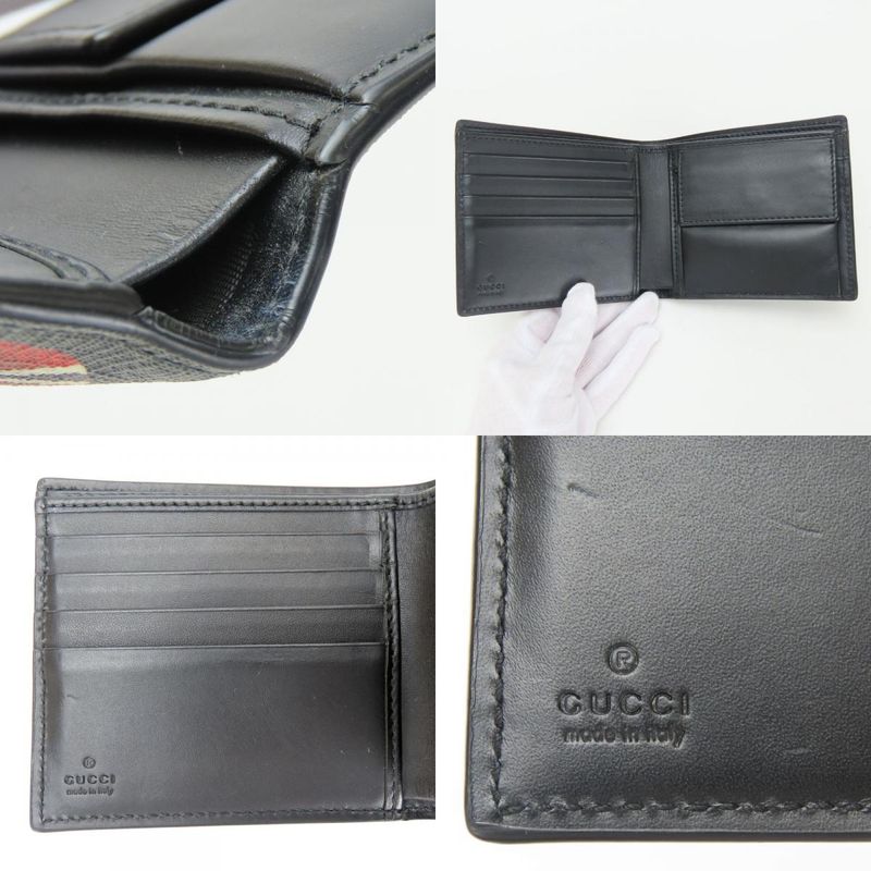 Gucci Bifold Wallet 451266 Kingsnake Print GG Supreme Canvas Black Red Small