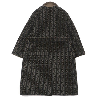  Fendi 2022 Ff0667 AL57 Wool Silk Zucca Pattern Oversized Reversible Trench