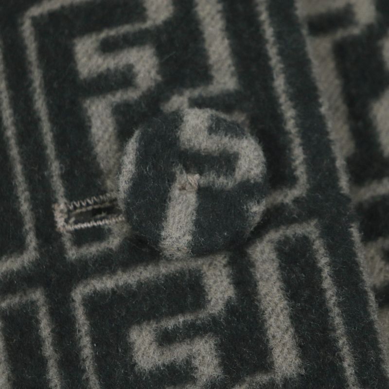  Fendi 2022 Ff0667 AL57 Wool Silk Zucca Pattern Oversized Reversible Trench