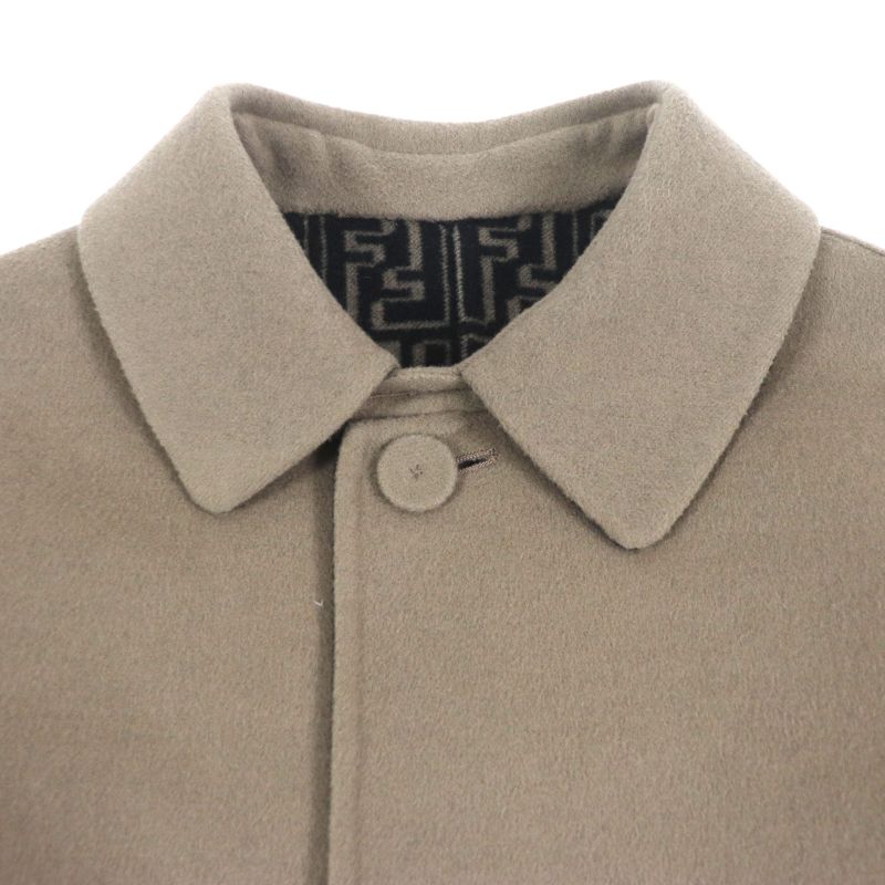  Fendi 2022 Ff0667 AL57 Wool Silk Zucca Pattern Oversized Reversible Trench