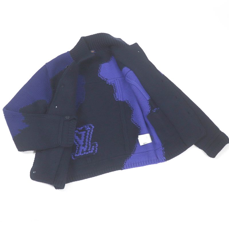 Louis Vuitton 20AW 100% Wool Virgil Abloh LV Logo Intarsia Button Knit Jacket