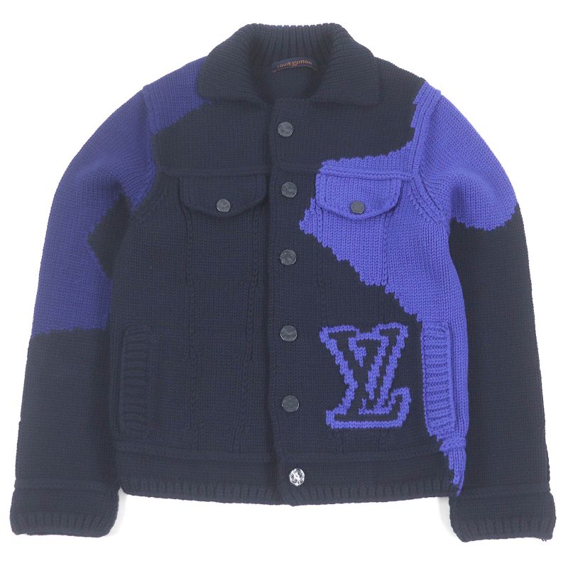 Louis Vuitton 20AW 100% Wool Virgil Abloh LV Logo Intarsia Button Knit Jacket