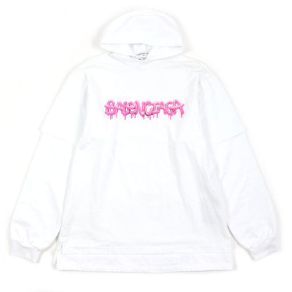 Balenciaga 22SS 681029 Graphic Logo Layered Design Oversized Pullover Hoodie