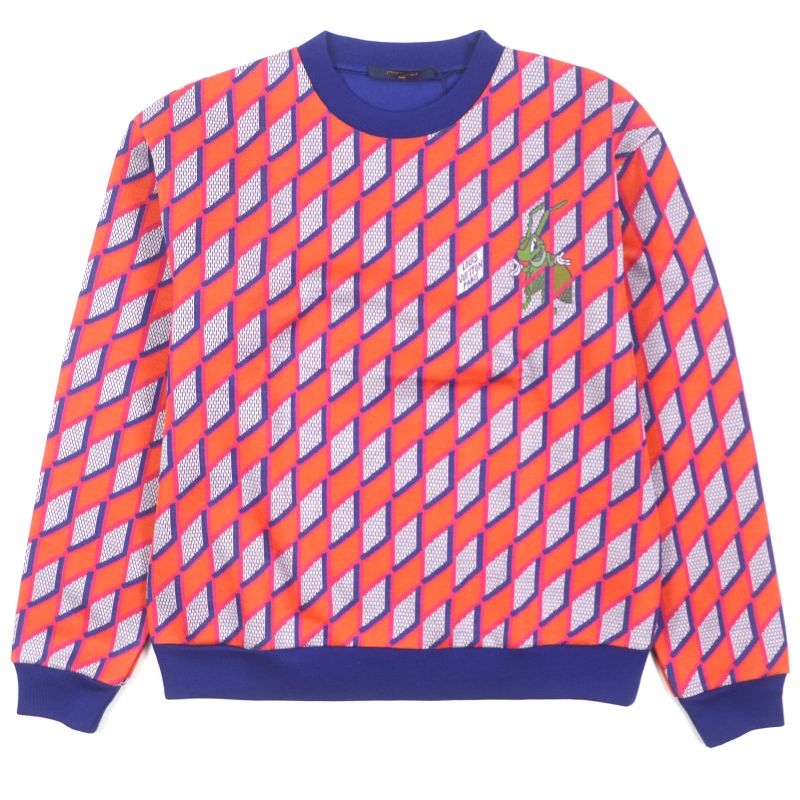  Louis Vuitton 22AW Diamond Damier Crewneck Sweatshirt Knit Multi L Made In