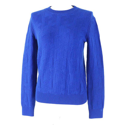 Hermes 24AW 4e2611d3 Virgin Wool Blue Ocean H Pattern Long Sleeve Knit