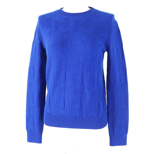 Hermes 24AW 4e2611d3 Virgin Wool Blue Ocean H Pattern Long Sleeve Knit