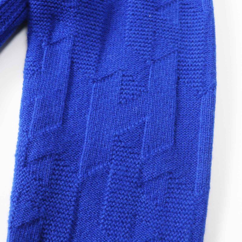 Hermes 24AW 4e2611d3 Virgin Wool Blue Ocean H Pattern Long Sleeve Knit