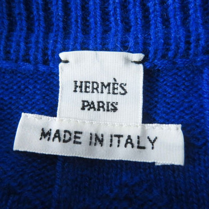 Hermes 24AW 4e2611d3 Virgin Wool Blue Ocean H Pattern Long Sleeve Knit