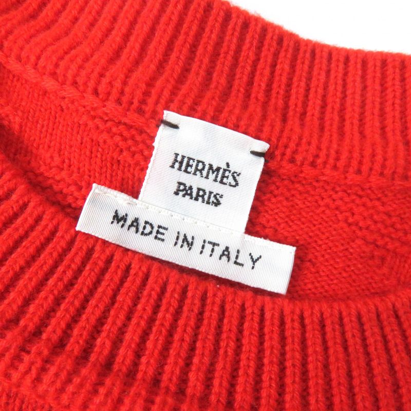 Hermes 22AW 2e2624de 100% Wool H Pattern Crew Neck Long Sleeves Knit Sweater