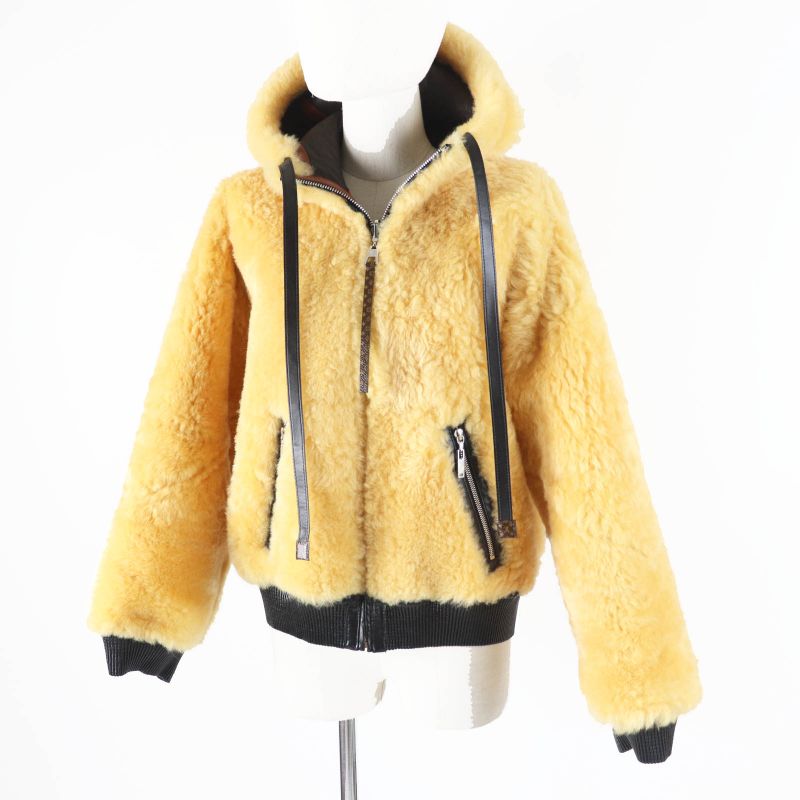 Louis Vuitton Fjlj12xkn Sheepskin Monogram Reversible Hooded Mouton Jacket
