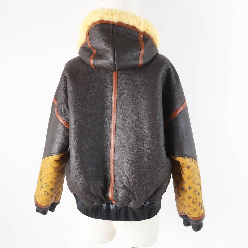 Louis Vuitton Fjlj12xkn Sheepskin Monogram Reversible Hooded Mouton Jacket