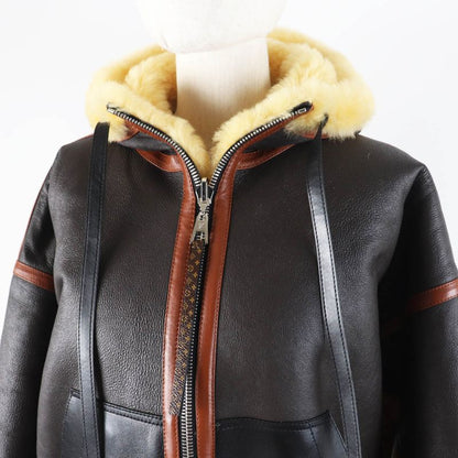 Louis Vuitton Fjlj12xkn Sheepskin Monogram Reversible Hooded Mouton Jacket
