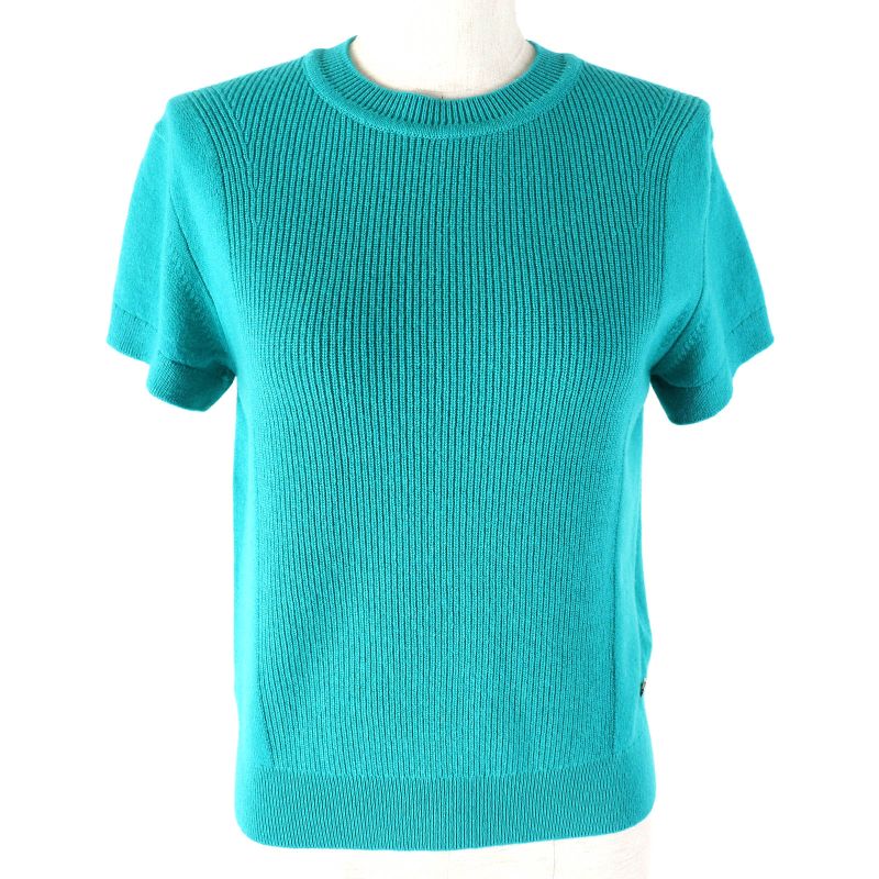 Hermes 24SS 4e2600d1 100% Cashmere Circle Logo Hardware Short Sleeve Knit