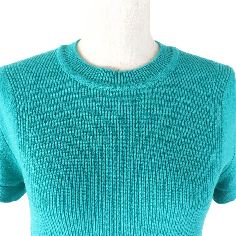 Hermes 24SS 4e2600d1 100% Cashmere Circle Logo Hardware Short Sleeve Knit