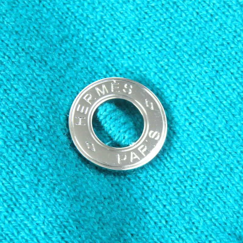 Hermes 24SS 4e2600d1 100% Cashmere Circle Logo Hardware Short Sleeve Knit