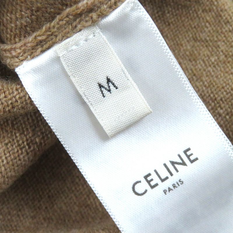 Celine 2ae27317t 100% Cashmere Triomphe Embroidered Turtleneck Long Sleeve Knit