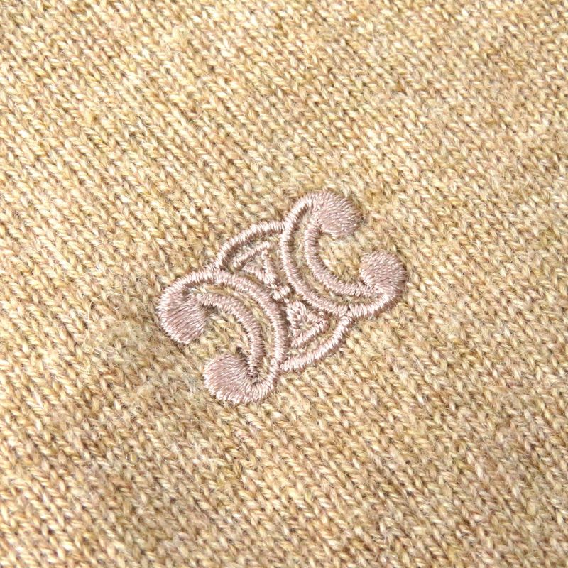 Celine 2ae27317t 100% Cashmere Triomphe Embroidered Turtleneck Long Sleeve Knit