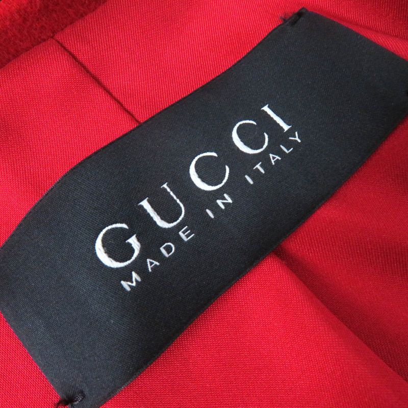 Gucci 406947 Zfw04 Wool Angora Logo Button Stencil Collar Coat Red 38 Made In