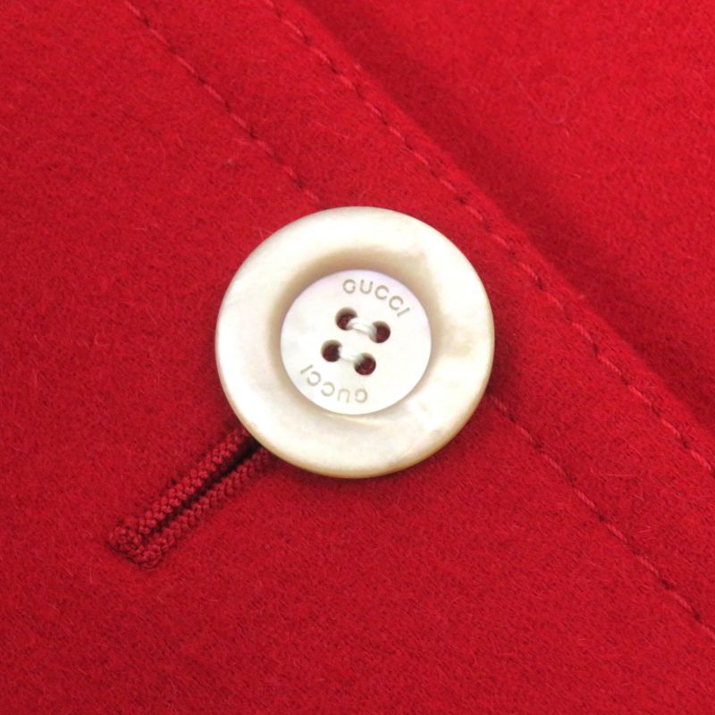 Gucci 406947 Zfw04 Wool Angora Logo Button Stencil Collar Coat Red 38 Made In