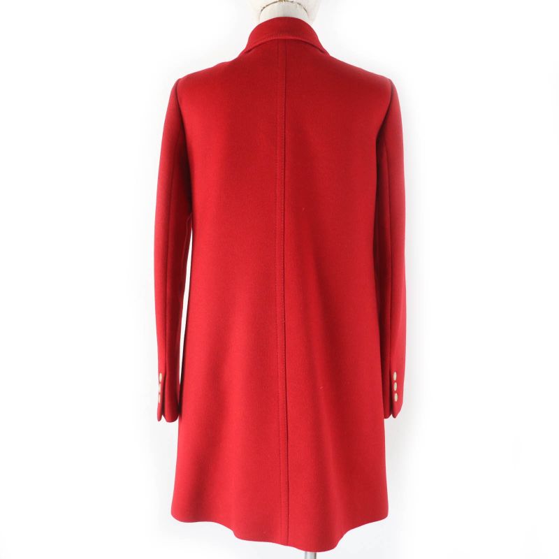 Gucci 406947 Zfw04 Wool Angora Logo Button Stencil Collar Coat Red 38 Made In