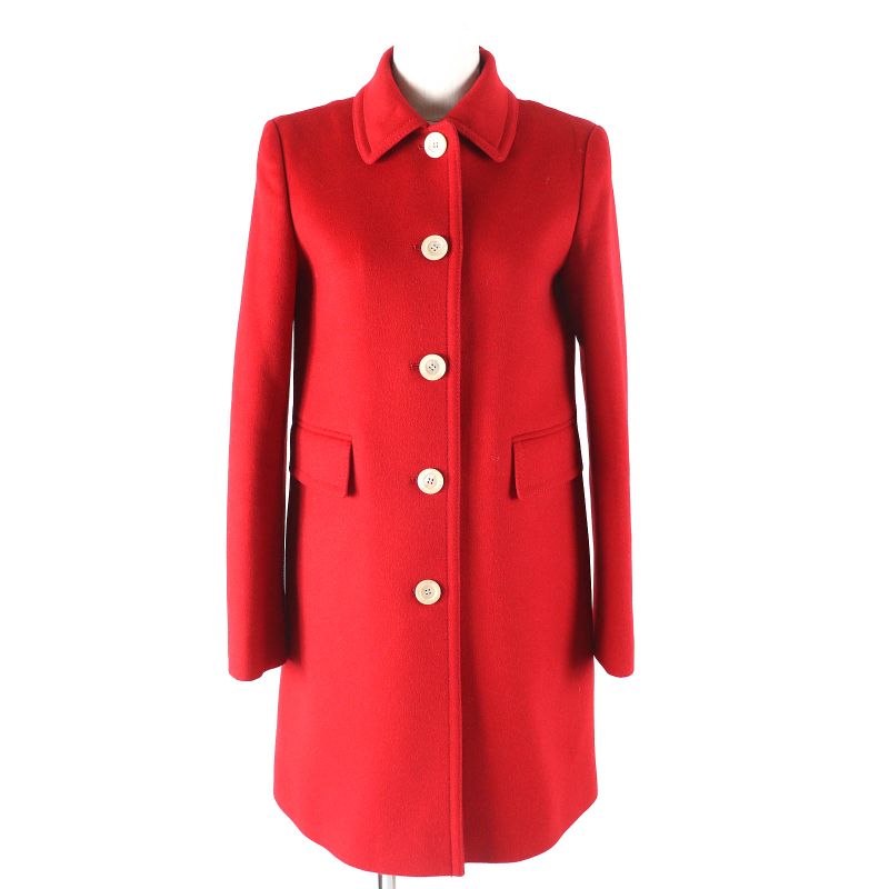 Gucci 406947 Zfw04 Wool Angora Logo Button Stencil Collar Coat Red 38 Made In