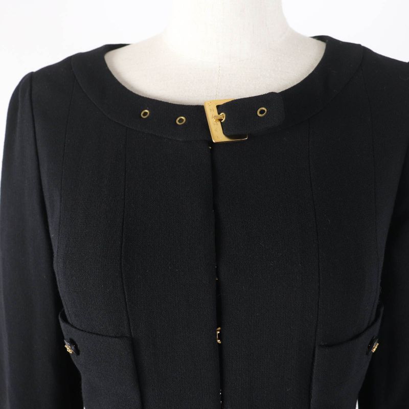 CHANEL Vintage 96A P08207v04917 100% Wool Coco Mark Button Logo Hardware Long