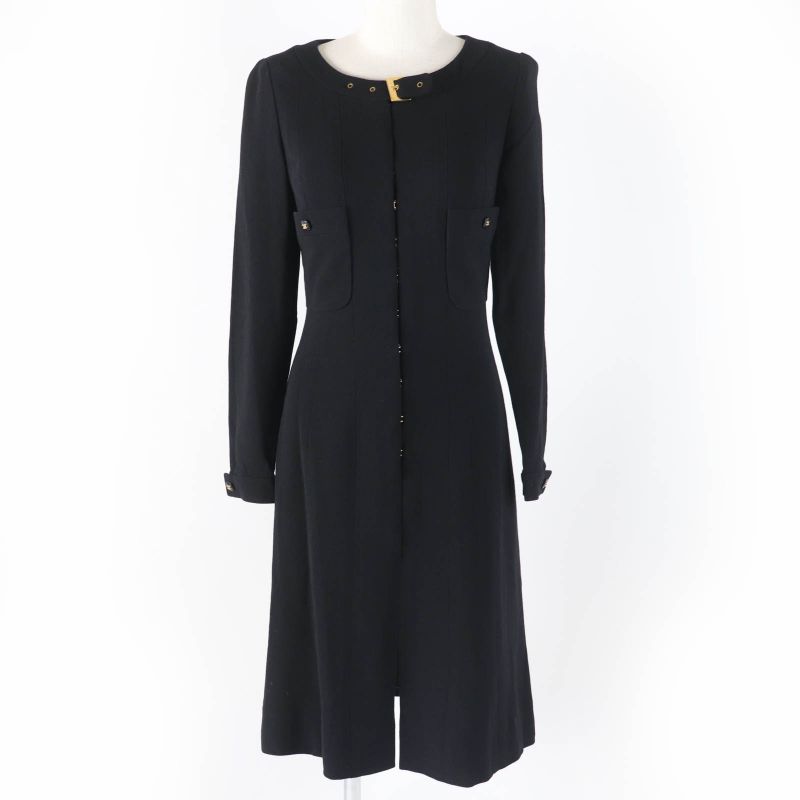 CHANEL Vintage 96A P08207v04917 100% Wool Coco Mark Button Logo Hardware Long