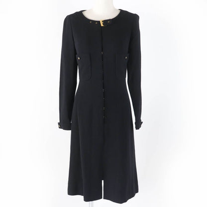 CHANEL Vintage 96A P08207v04917 100% Wool Coco Mark Button Logo Hardware Long