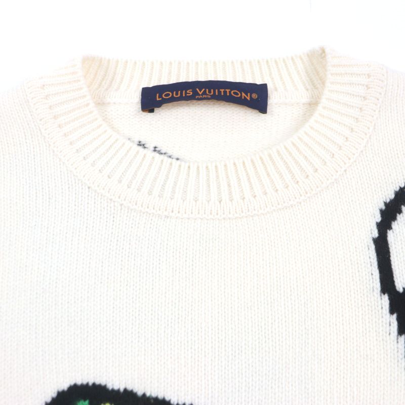 Louis Vuitton 23SS Hon63w LV Puzzle 100% Wool Logo Hardware Crew Neck Jacquard