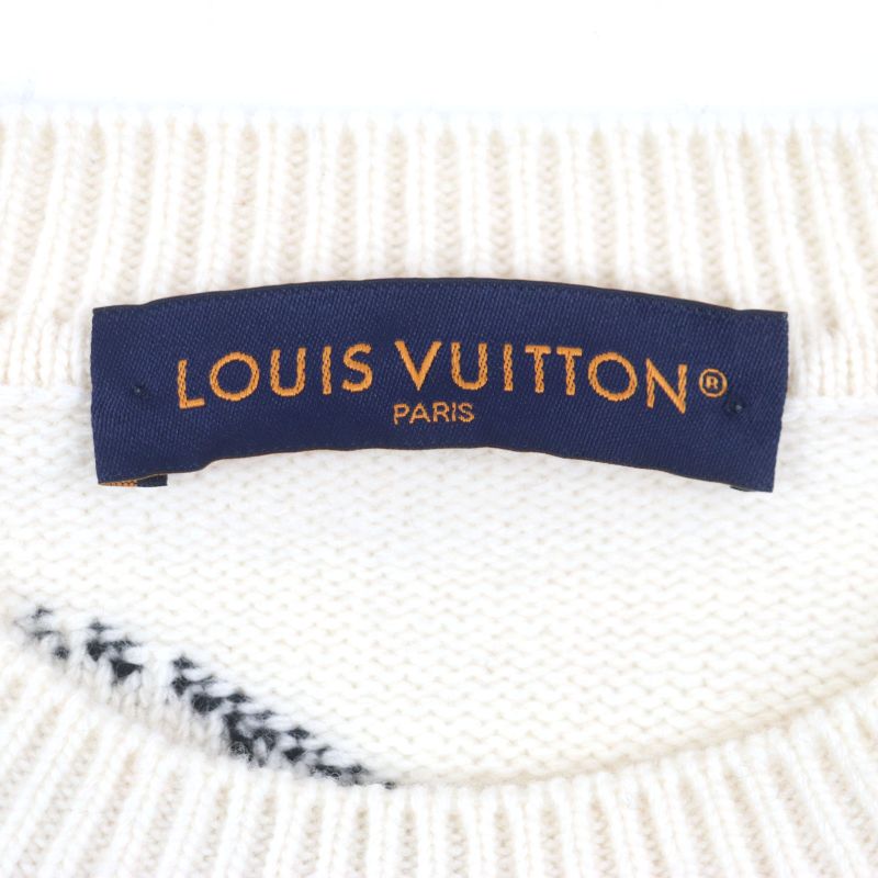 Louis Vuitton 23SS Hon63w LV Puzzle 100% Wool Logo Hardware Crew Neck Jacquard