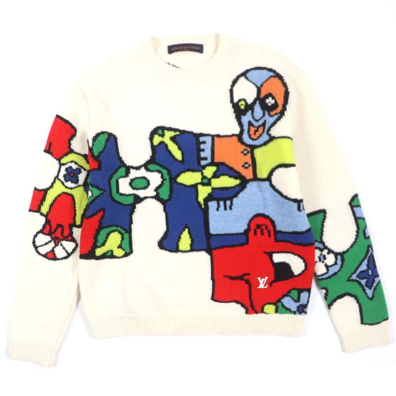 Louis Vuitton 23SS Hon63w LV Puzzle 100% Wool Logo Hardware Crew Neck Jacquard