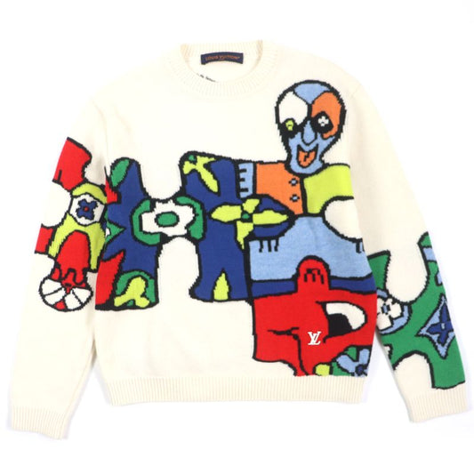 Louis Vuitton 23SS Hon63w LV Puzzle 100% Wool Logo Hardware Crew Neck Jacquard