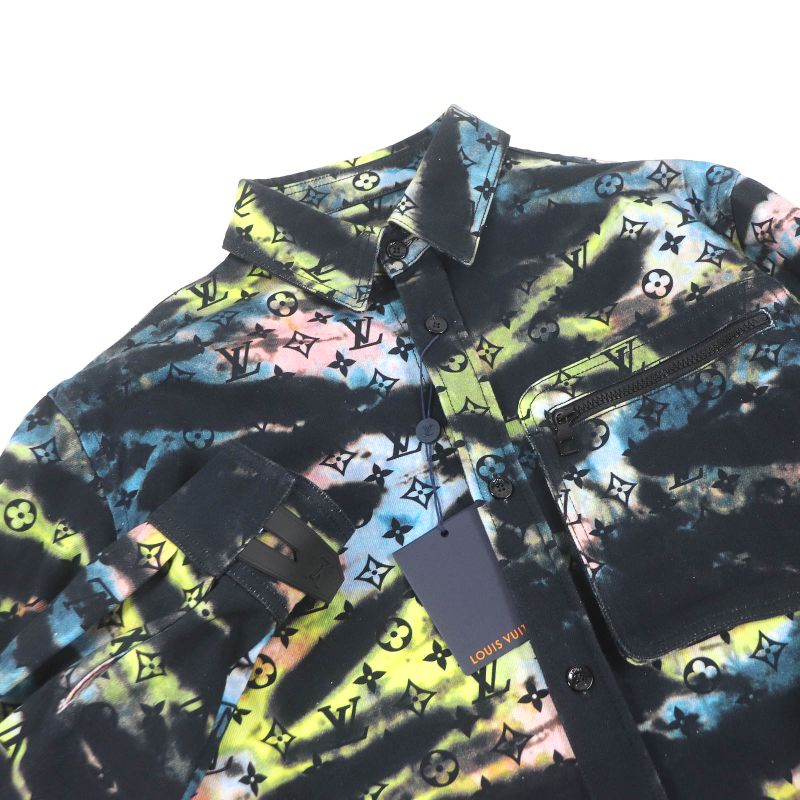 Louis Vuitton 21AW Cotton Monogram Tie-dye Denim Shirt Denim Jacket Black